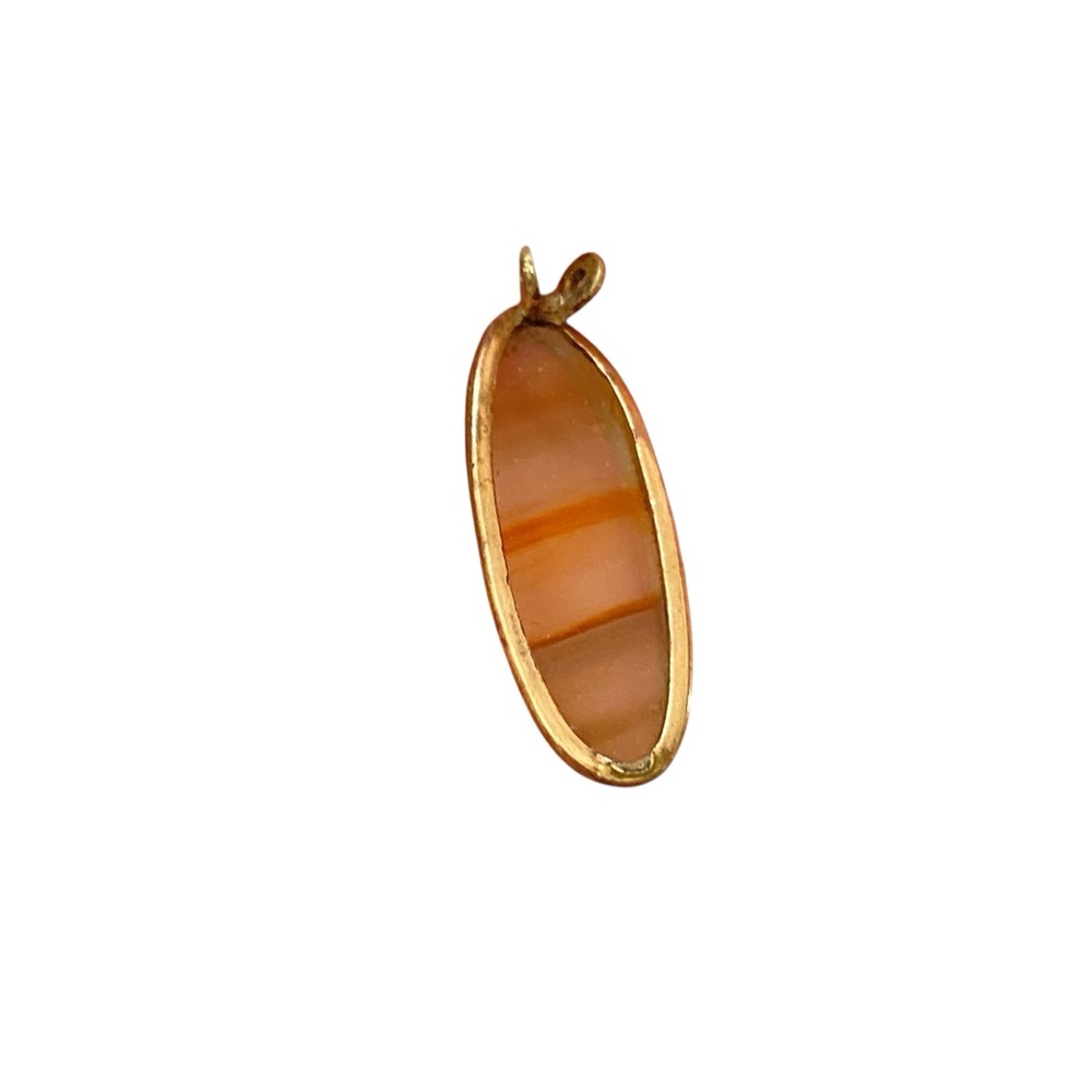 Vintage Gold and Brown Agate Stone Pendant - Picture 7 of 12